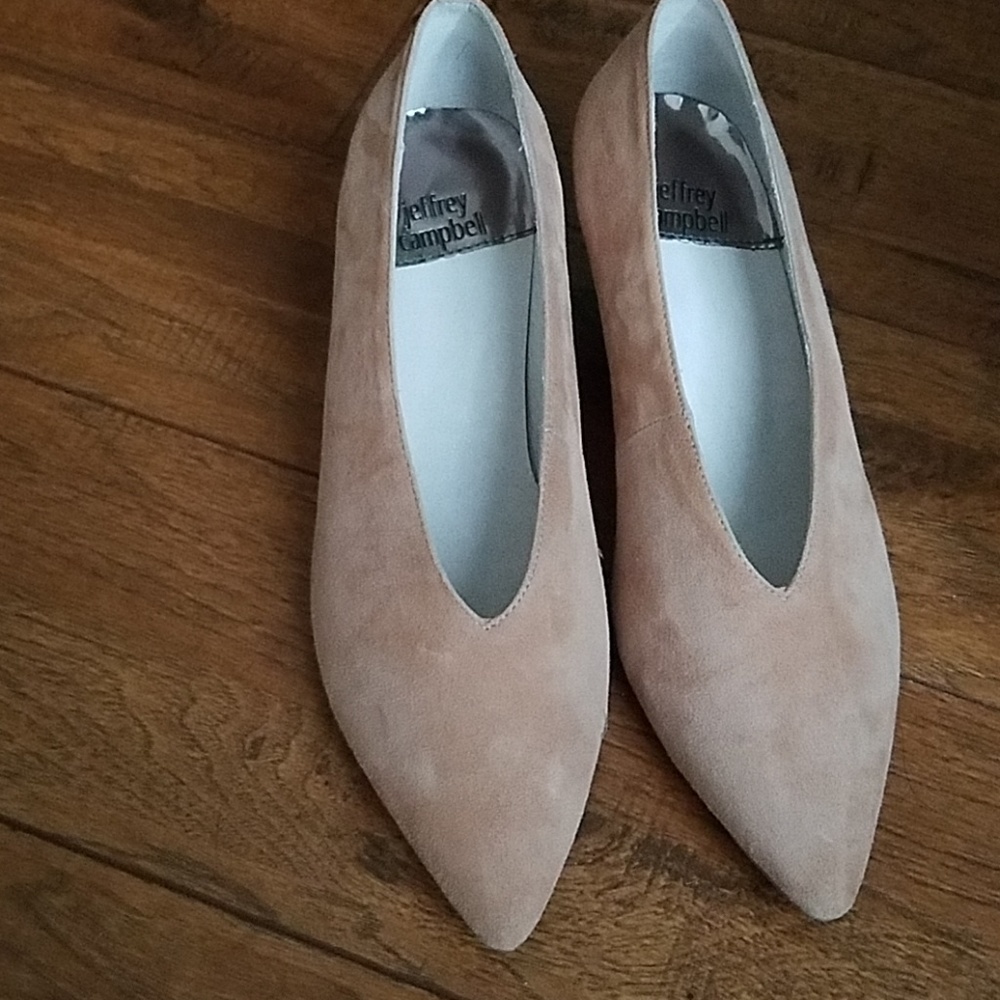 Jeffrey Campbell beige/pink suede Cara heels